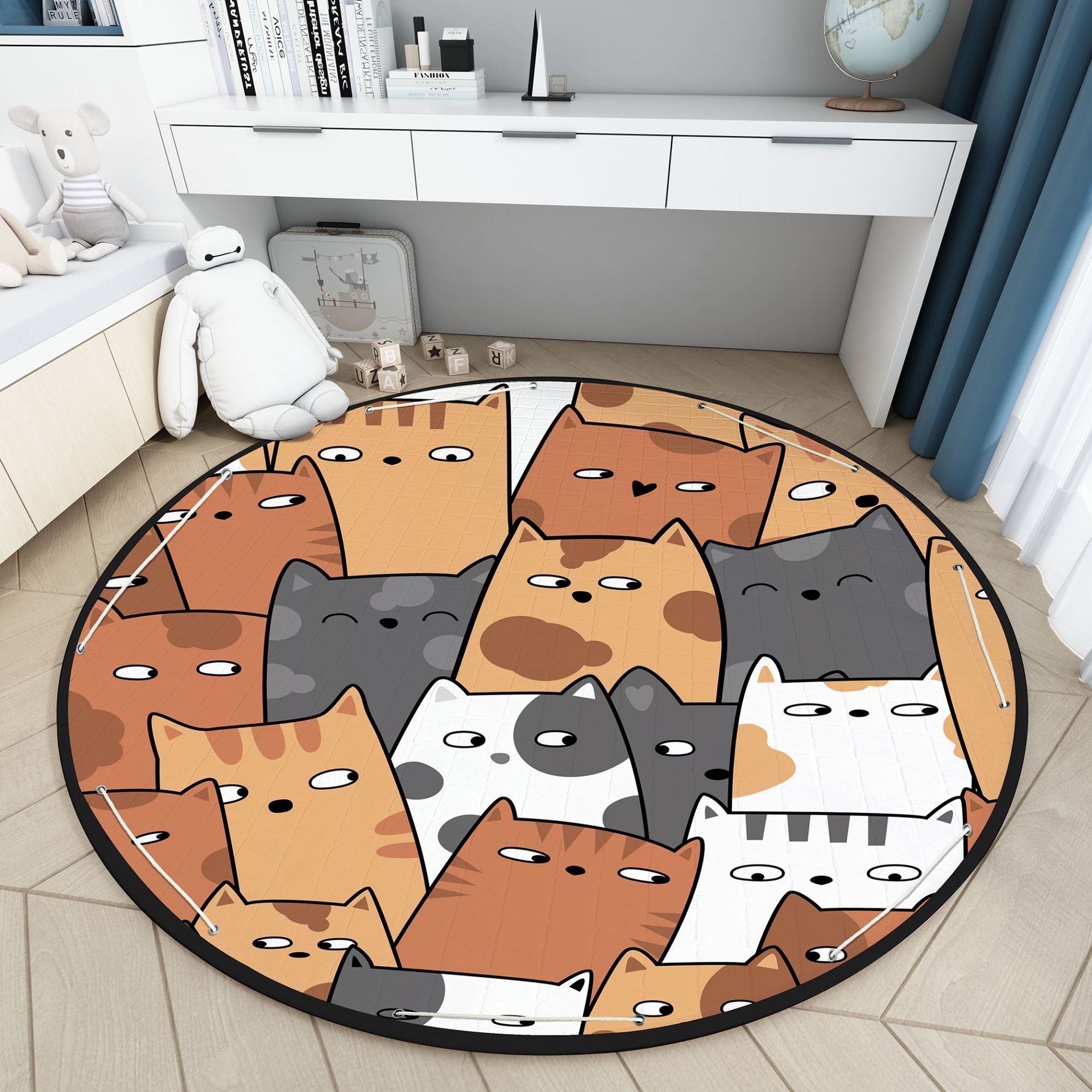 Mẫu thảm trải sàn hình mèo con cực kỳ cute, dễ thương dành cho bé